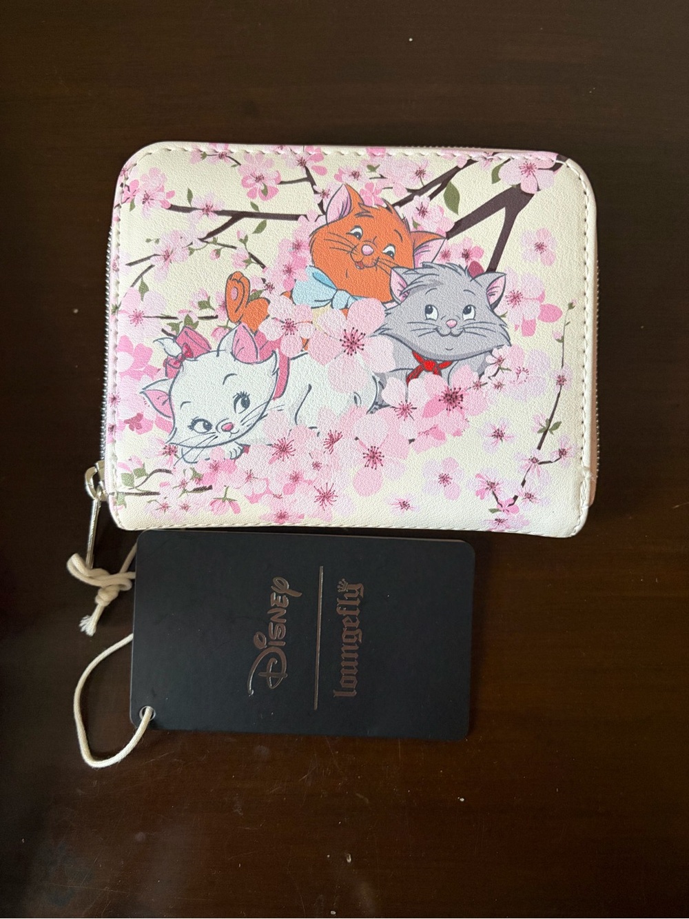 Loungefly The Aristocats Cherry Blossom Zip Wallet - Pink White